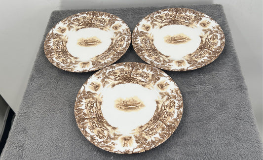 C.E. Corey Aiken Hound Plate Set Of 3-Hand Decorated In The USA-Excellent