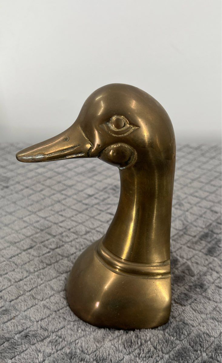 Vintage Leonard Silver Mfg. Co. Solid Brass Collection Mallard Duck Head Bookend