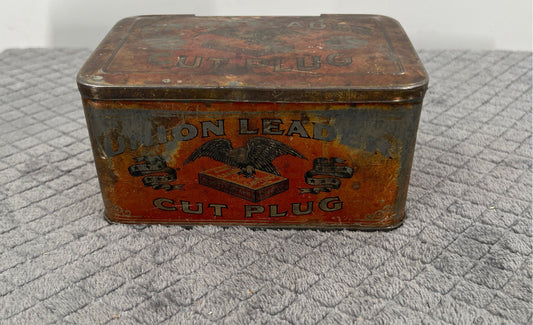 Vintage Union Leader Cut Plug Tobacco Advertising Hinged Tin-Early 20th Century