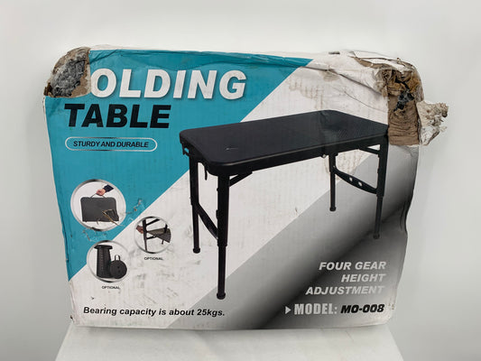 Black Folding Table Adjustable Height Camping Table W/ Storage Net Model M0 008