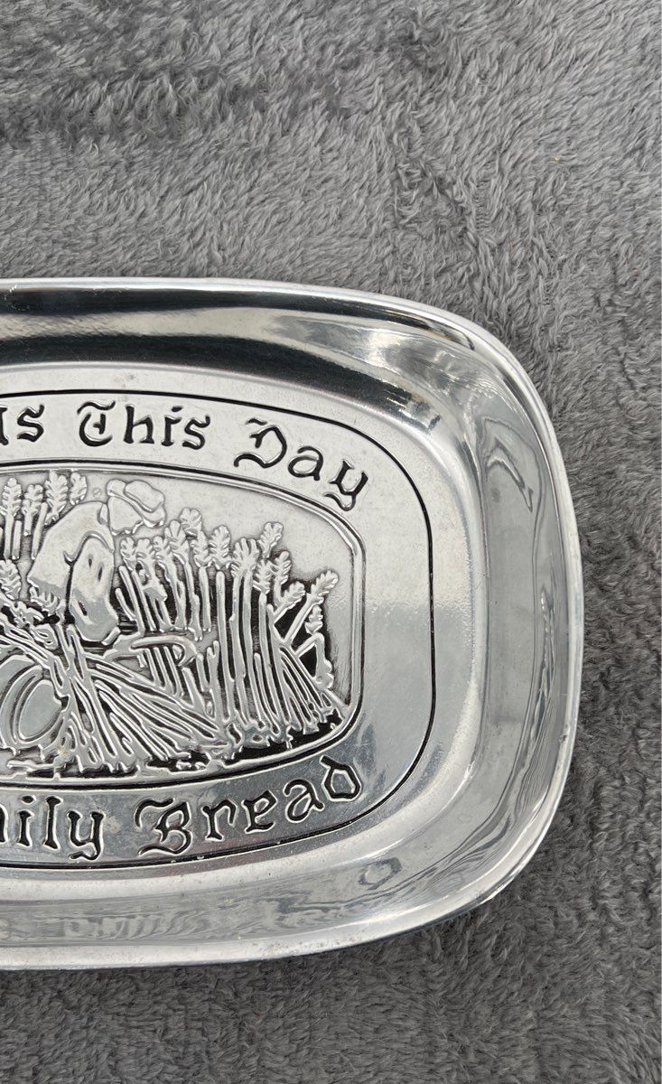 Vintage Wilton Armetale Pewter "Give Us This Day Our Daily Bread" Tray-USA