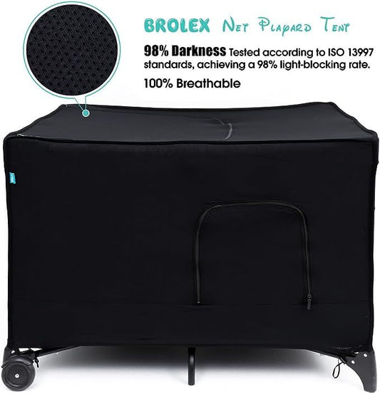 Brolex Black Mini Crib Canopy Cover For Pack And Play Portable Travel Cribs