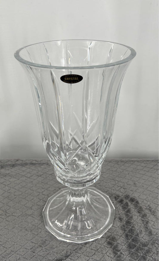 Vintage 24% Lead Crystal Two Piece Hurricane Candle Holder 12" Tall-USA