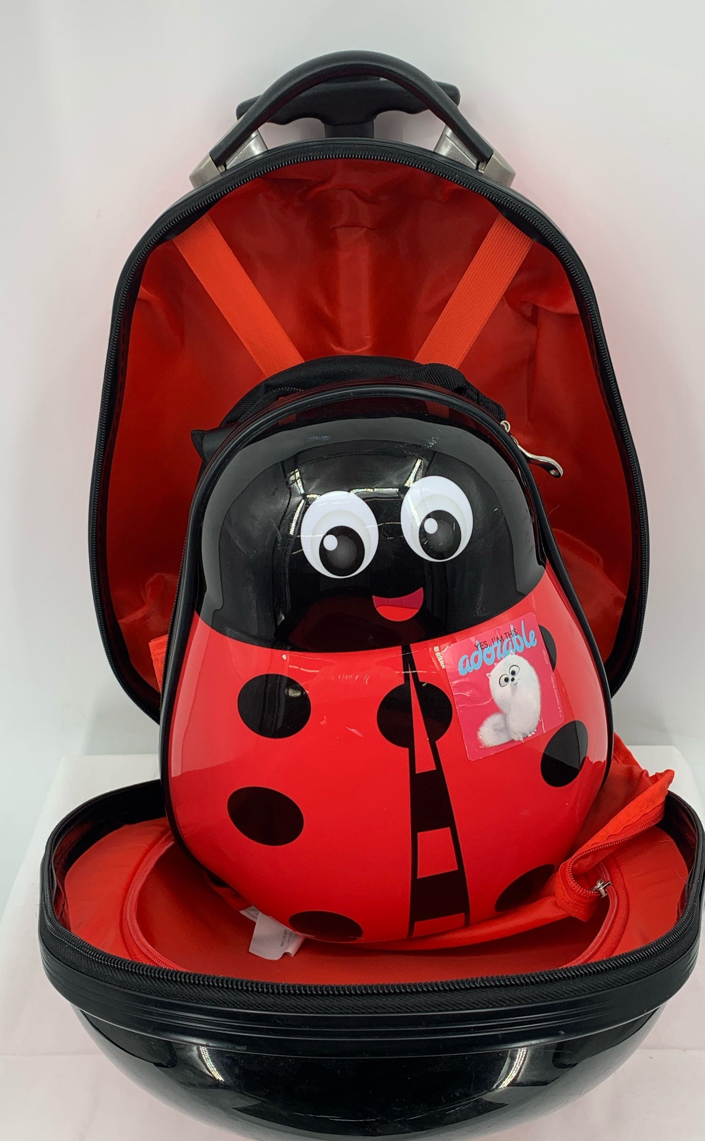 Heys Travel Tots Lady Bug Hardcover Luggage Roller And Hardcover Backpack Set