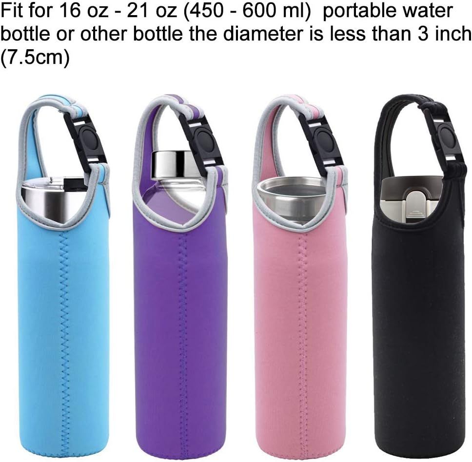 New Pack of 4 Neoprene Water Bottle Carrier Sleeves With Removable Straps-Blue