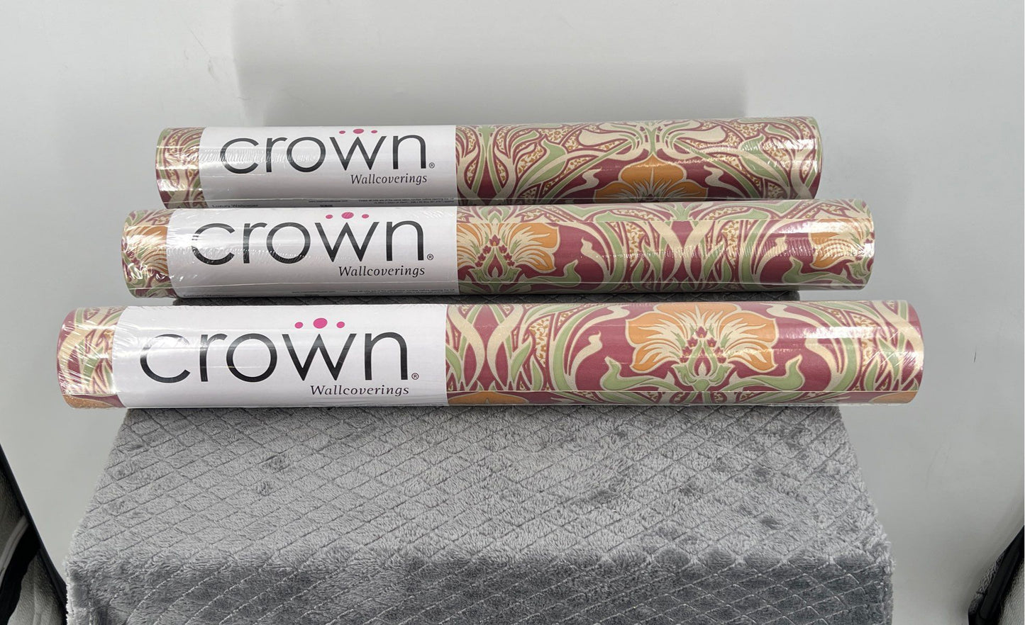 New Crown Wallcoverings-Peelable Luxury Wallpaper-M1194 Flora Nouveau-Set Of 3