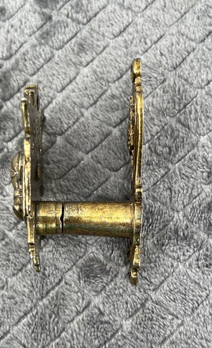 Vintage Pair Of Wall Hook Hangers-Brass Coat Of Arms-Eagle-Towel Hook-Sword