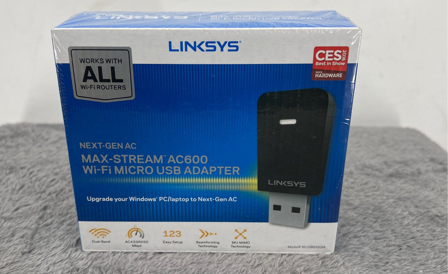 New Linksys Next-Gen AC Max-Stream AC600 Wi-Fi Micro USB Adaptor-WUSB6100M