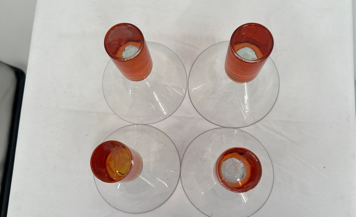 Vintage Stem Column Red Martini/Cocktail Glasses-4 Piece Set-Weighted Base