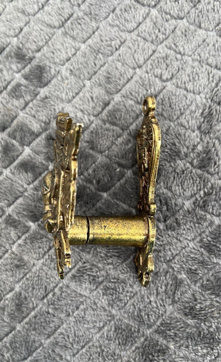Vintage Pair Of Wall Hook Hangers-Brass Coat Of Arms-Eagle-Towel Hook-Sword-2