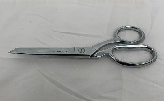 Vintage Singer Brand Dress Making Scissors/Sheers-Chrome Plated Made In Italy