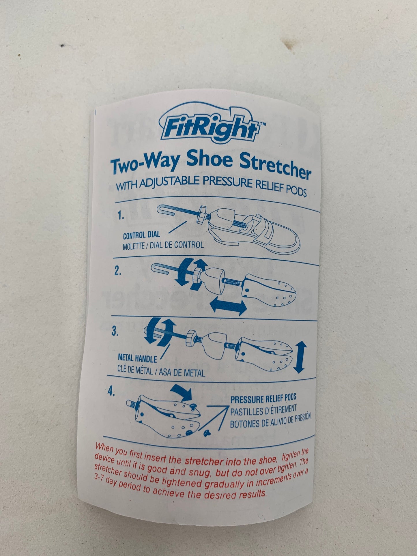 Footsmart Fit Right Two Way Shoe Stretcher W/ Pressure Release Pods New
