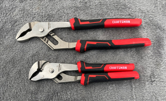 Craftsman Channel Lock Pliers Lot Of 2 #CMHT1719-81720-Black & Red Hard Grips