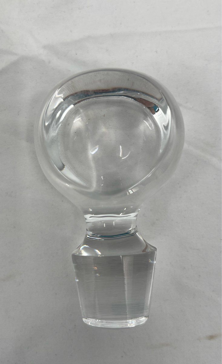 Vintage Block Handmade Crystal Decanter W/ Stopper 24% Full Crystal-Coil Design