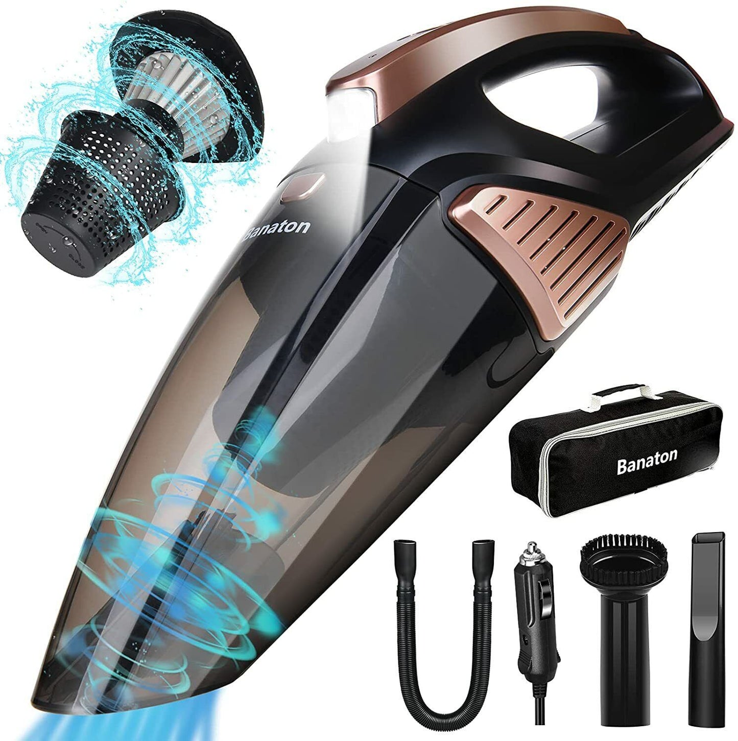Banaton Car Vacuum Cleaner With Attachments And Carrying Case-Wet & Dry Use
