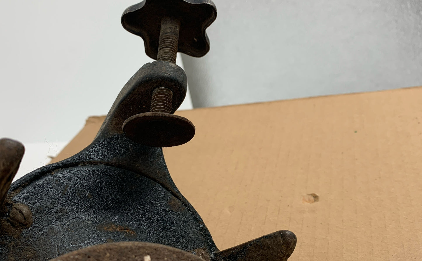 Vintage Tool Bench Hand Crank Grinder/sharpener With Bench Clamp
