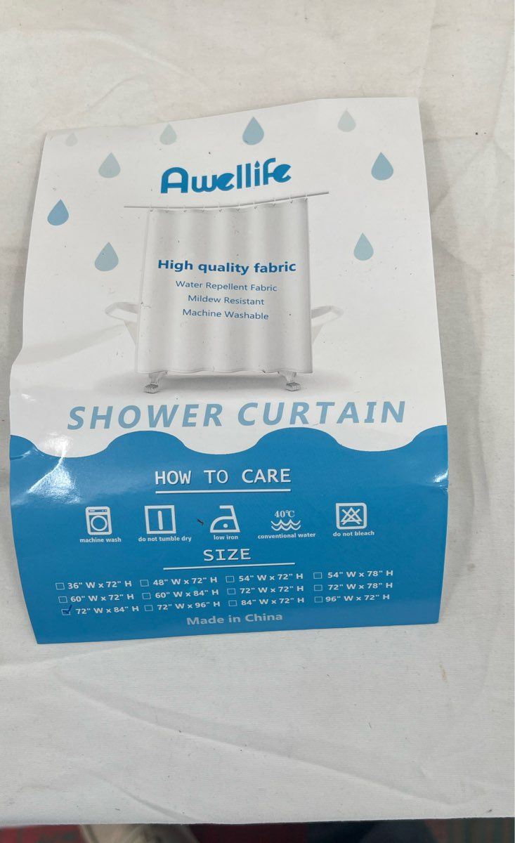 Awellife Extra Long Shower Curtain-Heavy Duty With 12 Durable Rings-72" X 84"