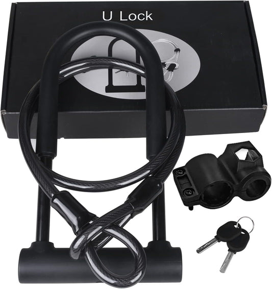 Dinoka Bike U Lock 16mm Heavy Duty Security Cable Bike Lock With 4ft Flex Cable