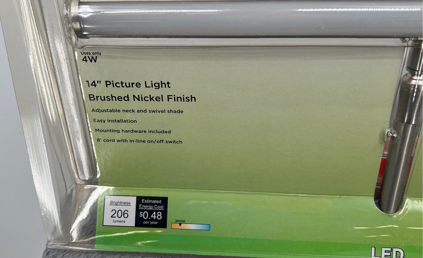 Westinghouse 30W 14" LED Picture Light Brushed Nickel-Adjustable Neck-206 Lumens