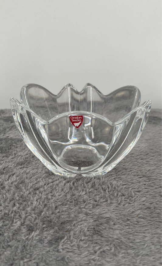 Orrefors Sweden Signed Crystal Art Glass Candy/Nut Dish-Belle Tulip Design Bowl