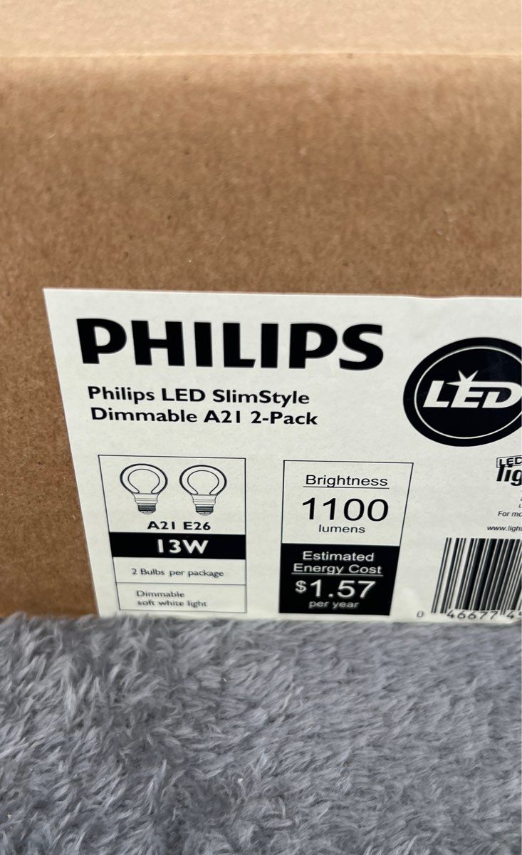 Philips LED SlimStyle Dimmable Soft White Light A21 2-Pack-13W 2700K 120V