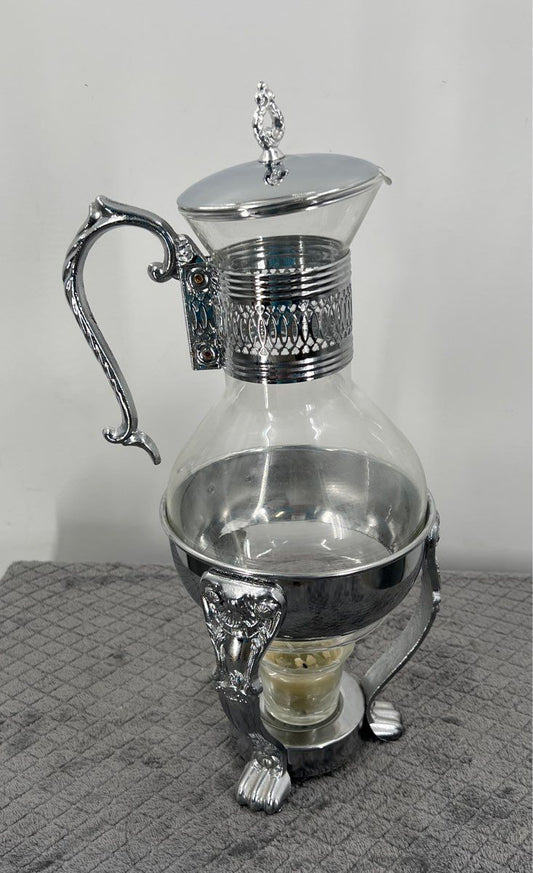 Vintage Silver Coffee Carafe With Candle Warmer Base-MCM Tea/Coffee Pot Warmer