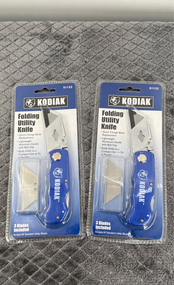Kodiak Folding Utility Knife Set Of 2 #51122-Lightweight-Pocket/Belt Clip