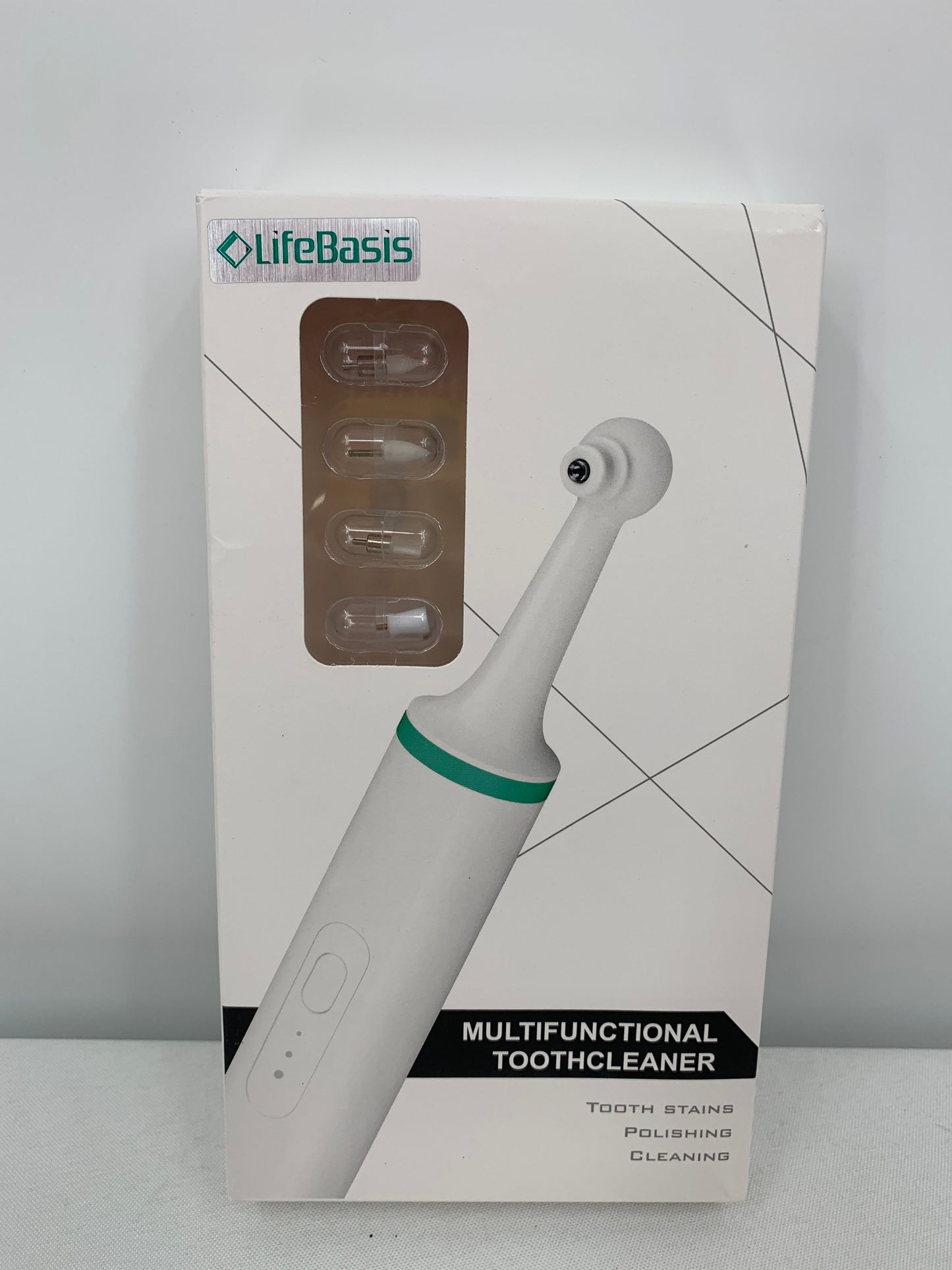 Multifunctional Life Basis White Electric Tooth Cleaner W/ 4 Bits & 3 Modes New