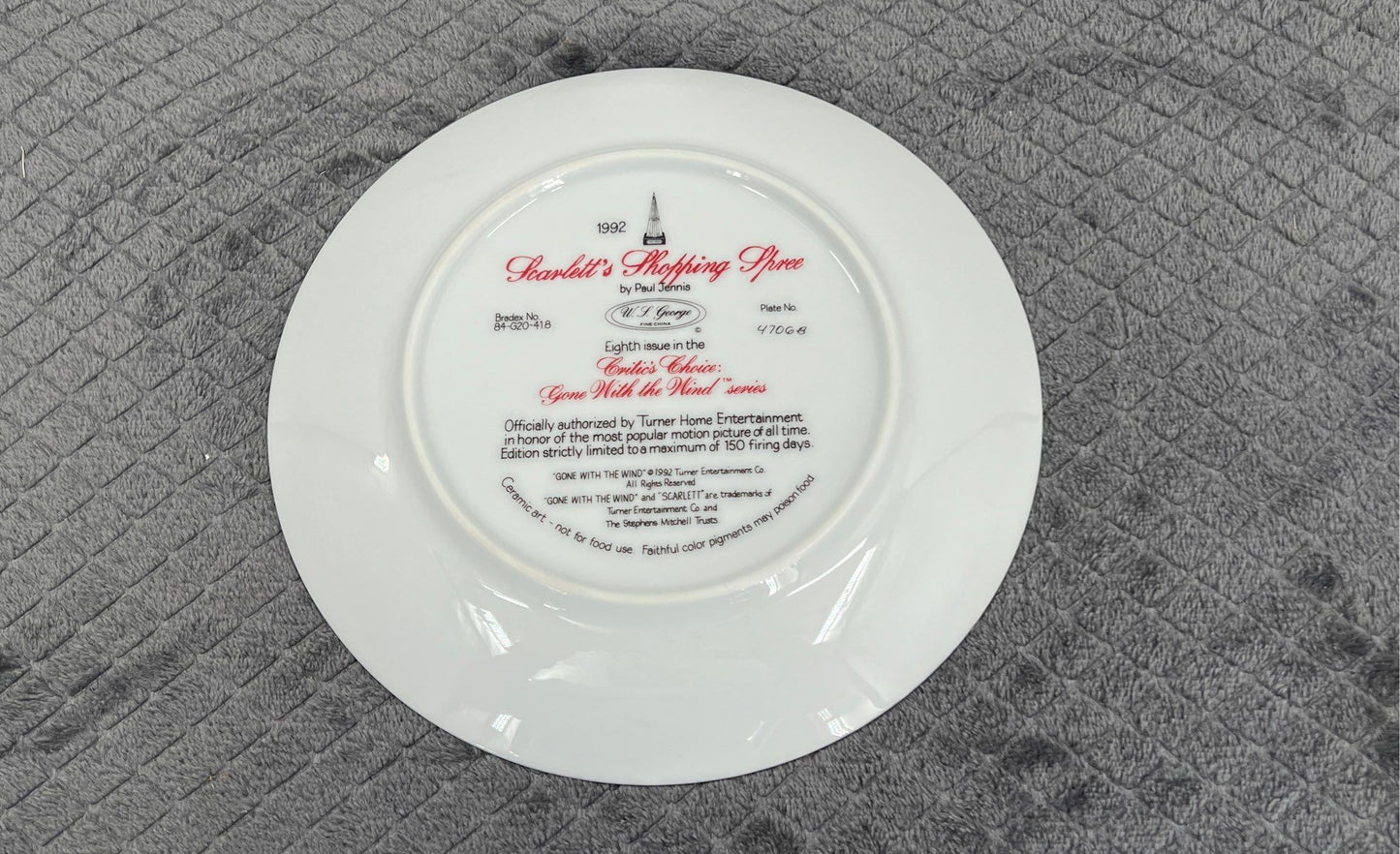 Gone With The Wind Collectors Plates Lot Of 2 W.S. George-By Paul Jennis-1992