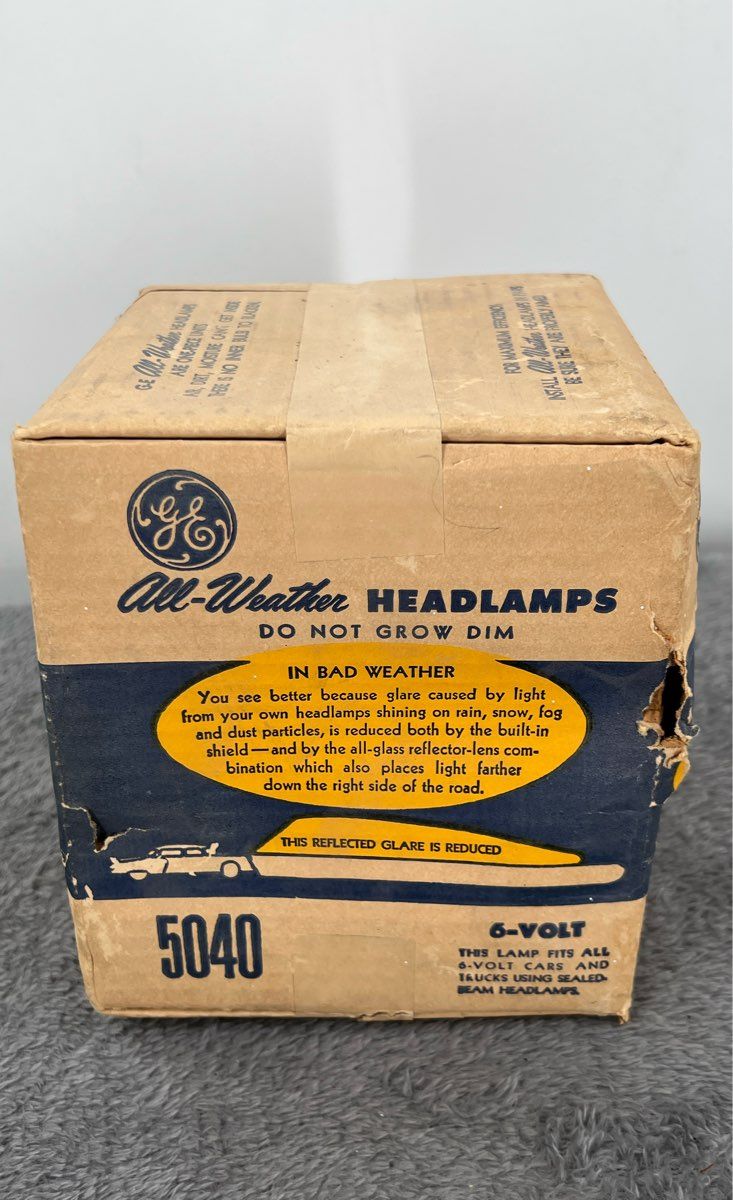 New Vintage GE Sealed Beam Headlamp-5040 6-Volt All Weather-For Cars & Trucks 6V