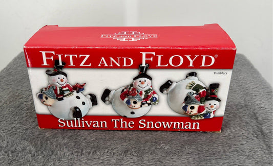 Fitz And Floyd Sullivan The Snowman Tumblers-Set Of 3-Original Box-2006 #63/807