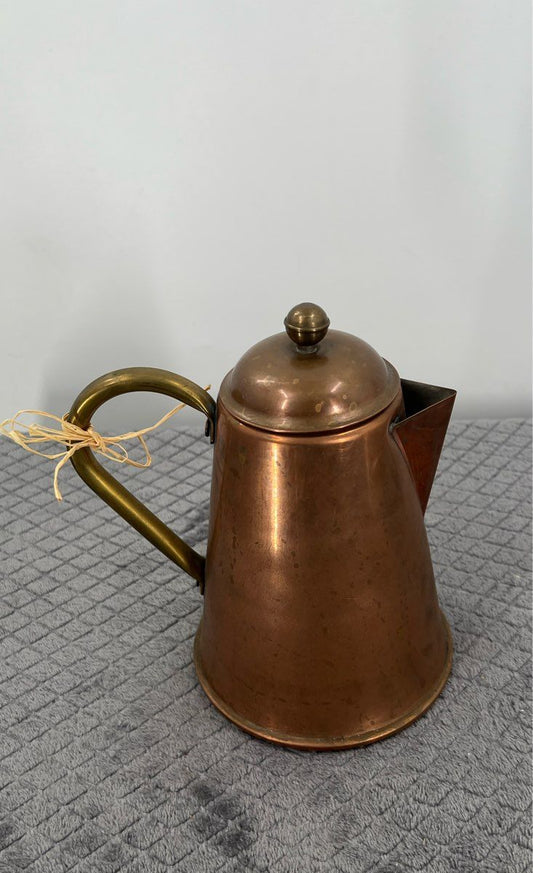 Vintage Spartan Copperware Copper & Brass Coffee/Tea Pot With Lid 7.5" Tall