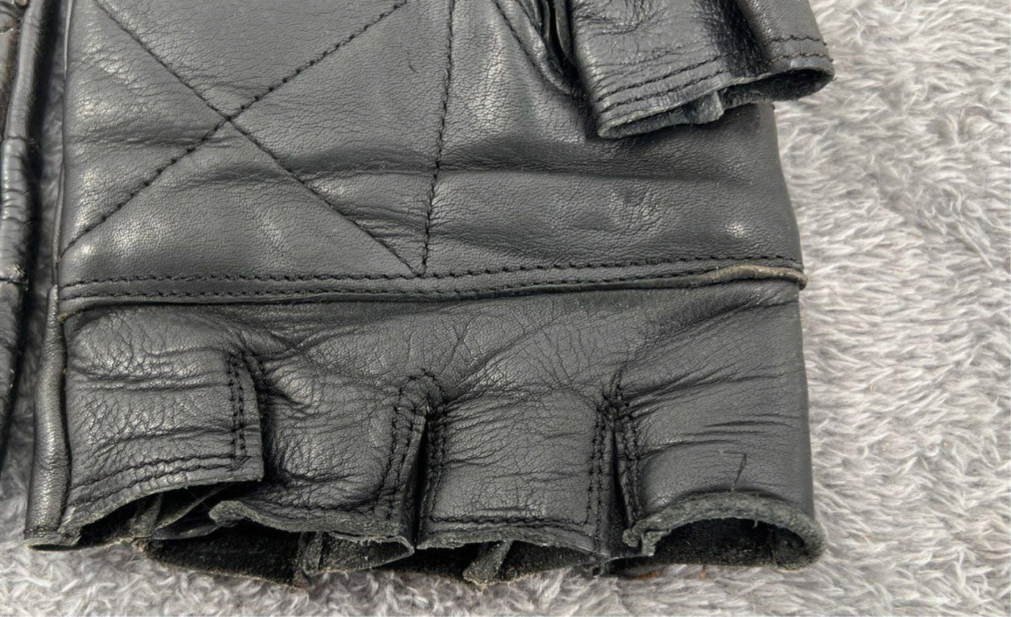 Harley Davidson Neck Cover & Men's Size L Fingerless Leather Motorcycle Gloves