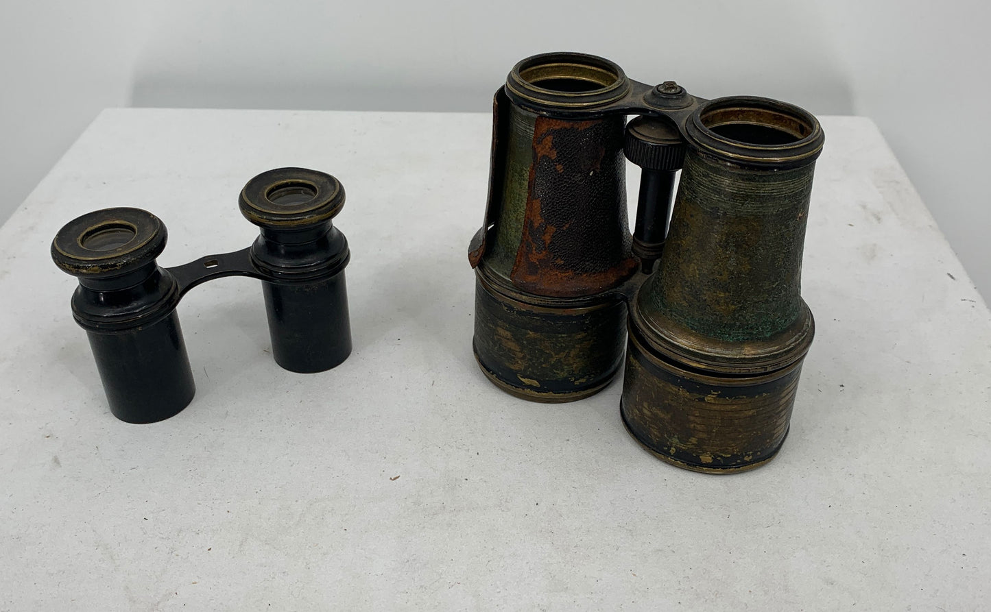 Unknown Antique Wwi Leather Wrapped Binoculars