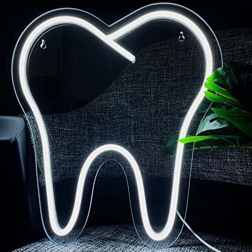Led Neon Hanging Tooth Sign Wall Decor For Office Cool White