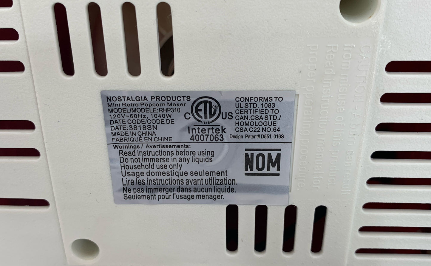 Nostalgia Electrics Products Retro Hot Air Popcorn Maker RHP310