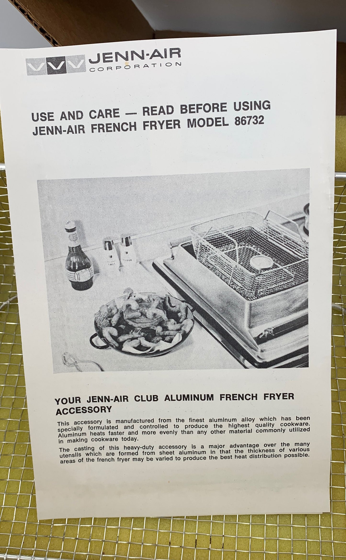 Jenn Air Club Vintage Aluminum French Fryer Accessory Model 86732
