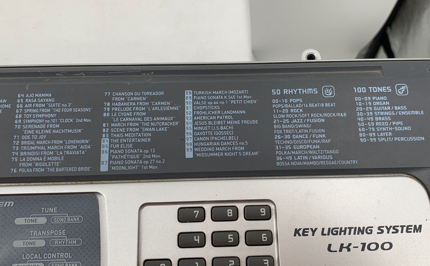 Casio LK-100 Key Lighting System Keyboard Song & Effect Bank W/ Stand