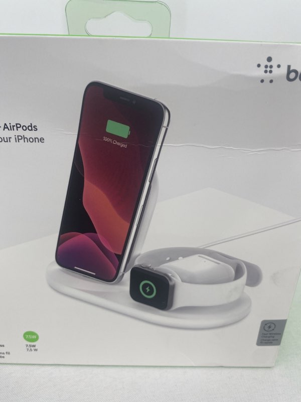 Belkin White 3 In 1 Wireless Charger For iPhone, Apple Watch & Airpods New