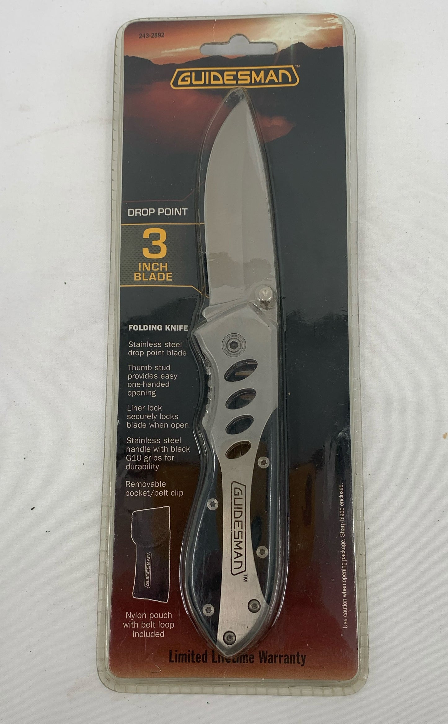 Guidesman Drop Point 3 In Folding Knife With Nylon Pouch Brand New In Package
