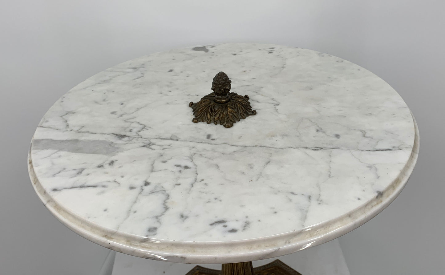 Vintage Italian Marble Top Bronze Stand Side Table 18" Tall