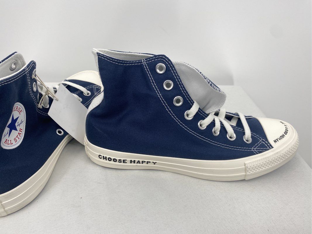 Converse Navy Blue All Star High Top Custom Shoes Men's 6.5 Women's 8.5 New