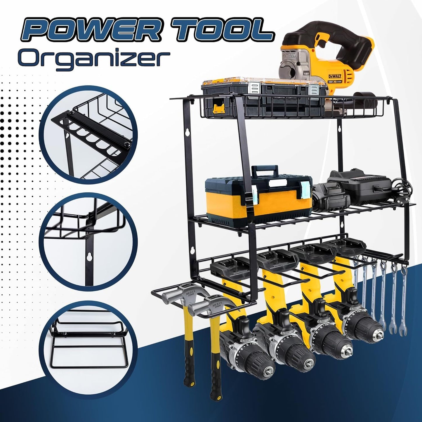 New Loro Essentials Power Tool Organizer Heavy Duty Wall Mount