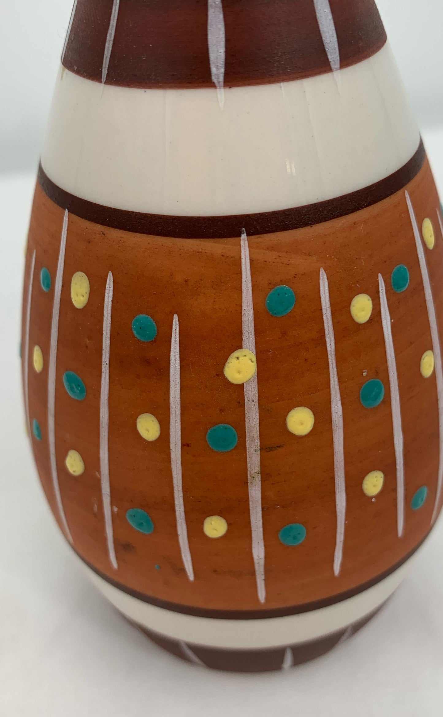 Vintage 1970's Enesco Handpainted Bowling Pin Bud Vase 7.25" Made In Japan