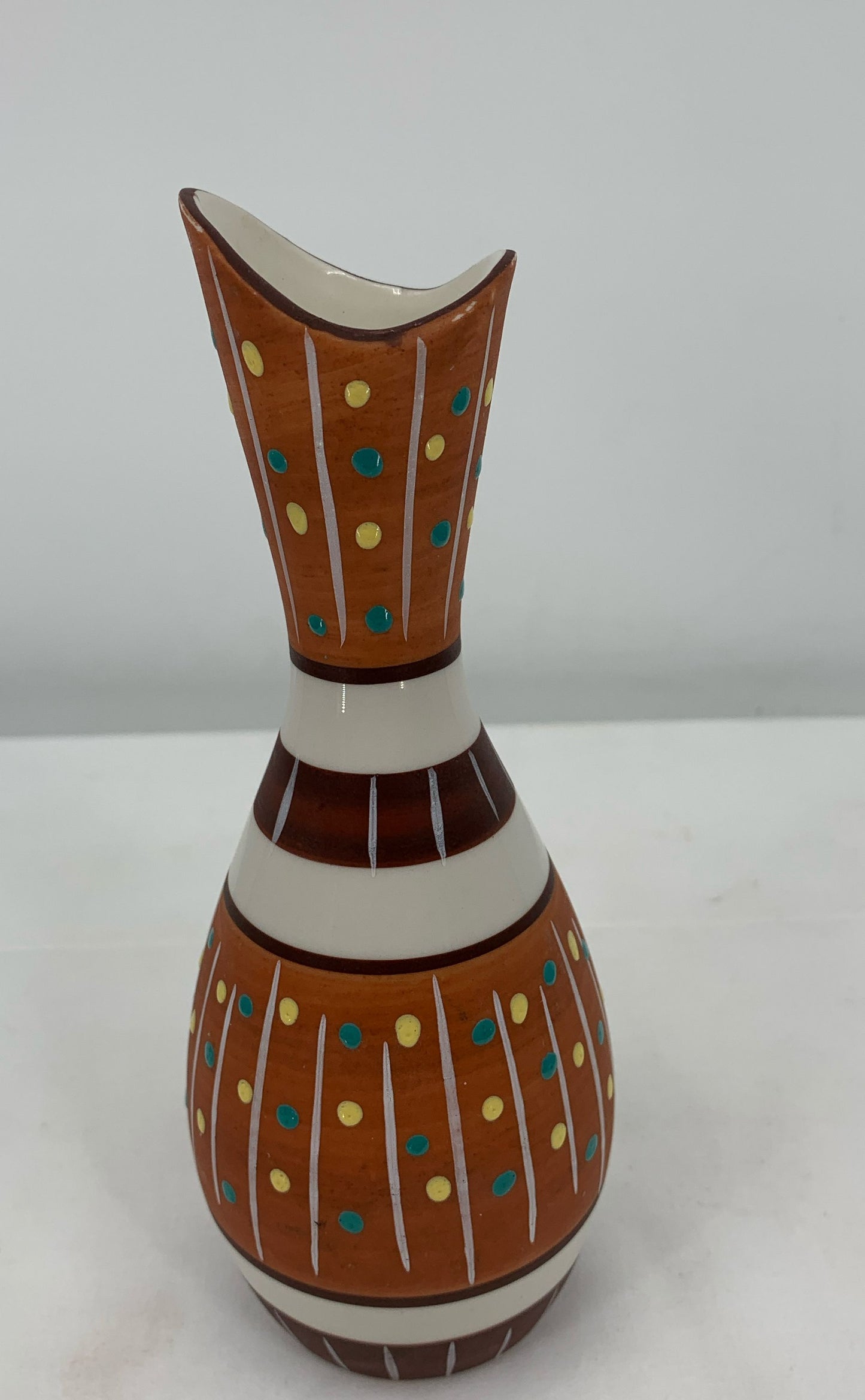 Vintage 1970's Enesco Handpainted Bowling Pin Bud Vase 7.25" Made In Japan