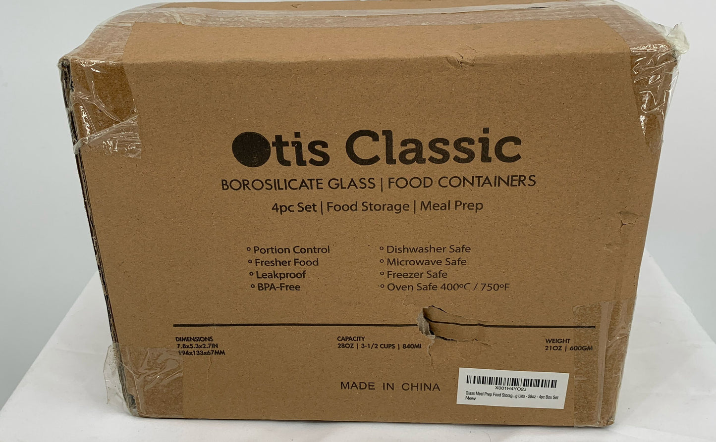 Otis Classic Borosilicate Glass Food Containers 4 Pc Set 28 Oz With Locking Lids