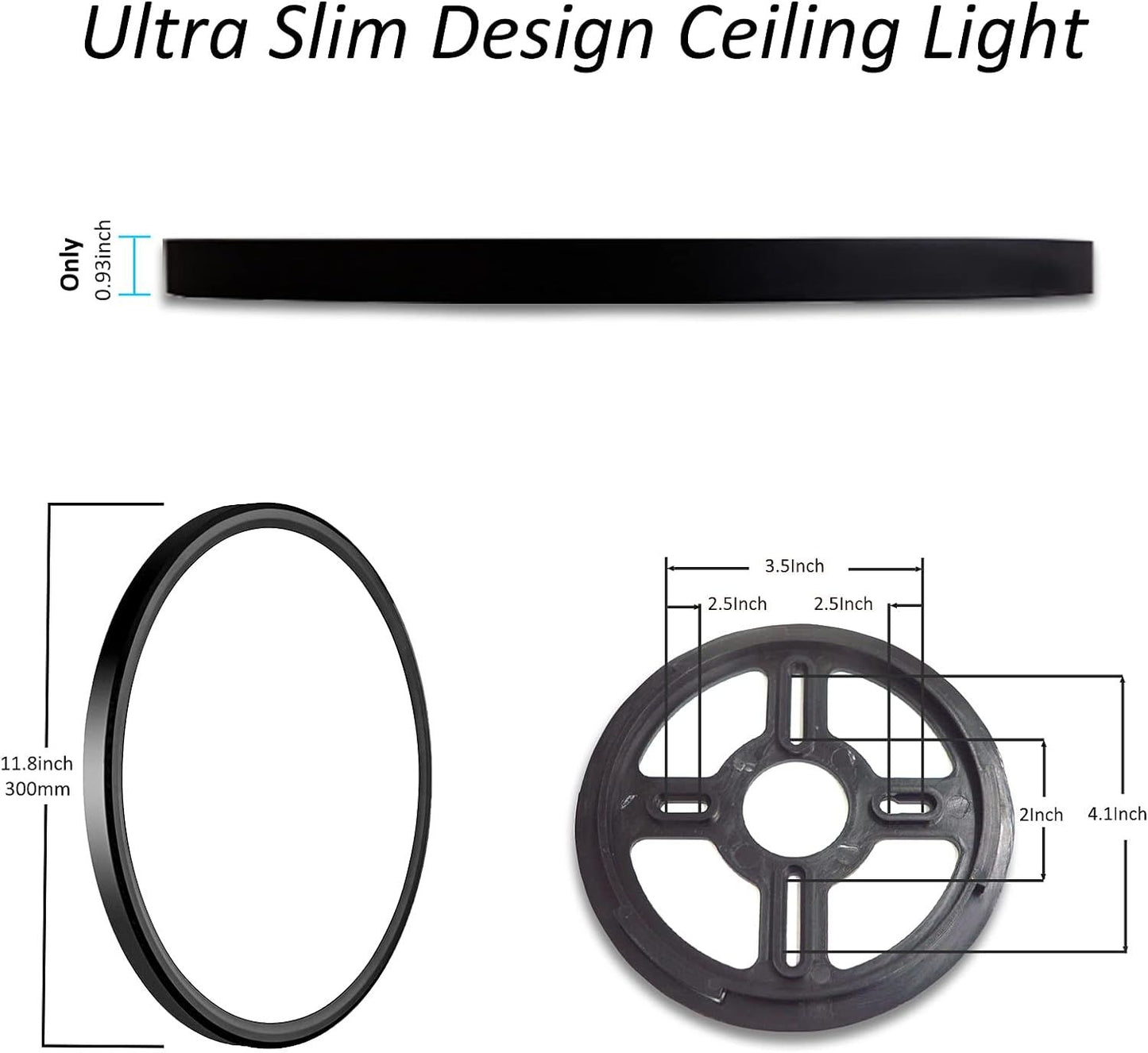 Modern LED Ceiling Light 4 Pack, Black-Slim LED Light-AC: 100V-277V 12"x0.93"