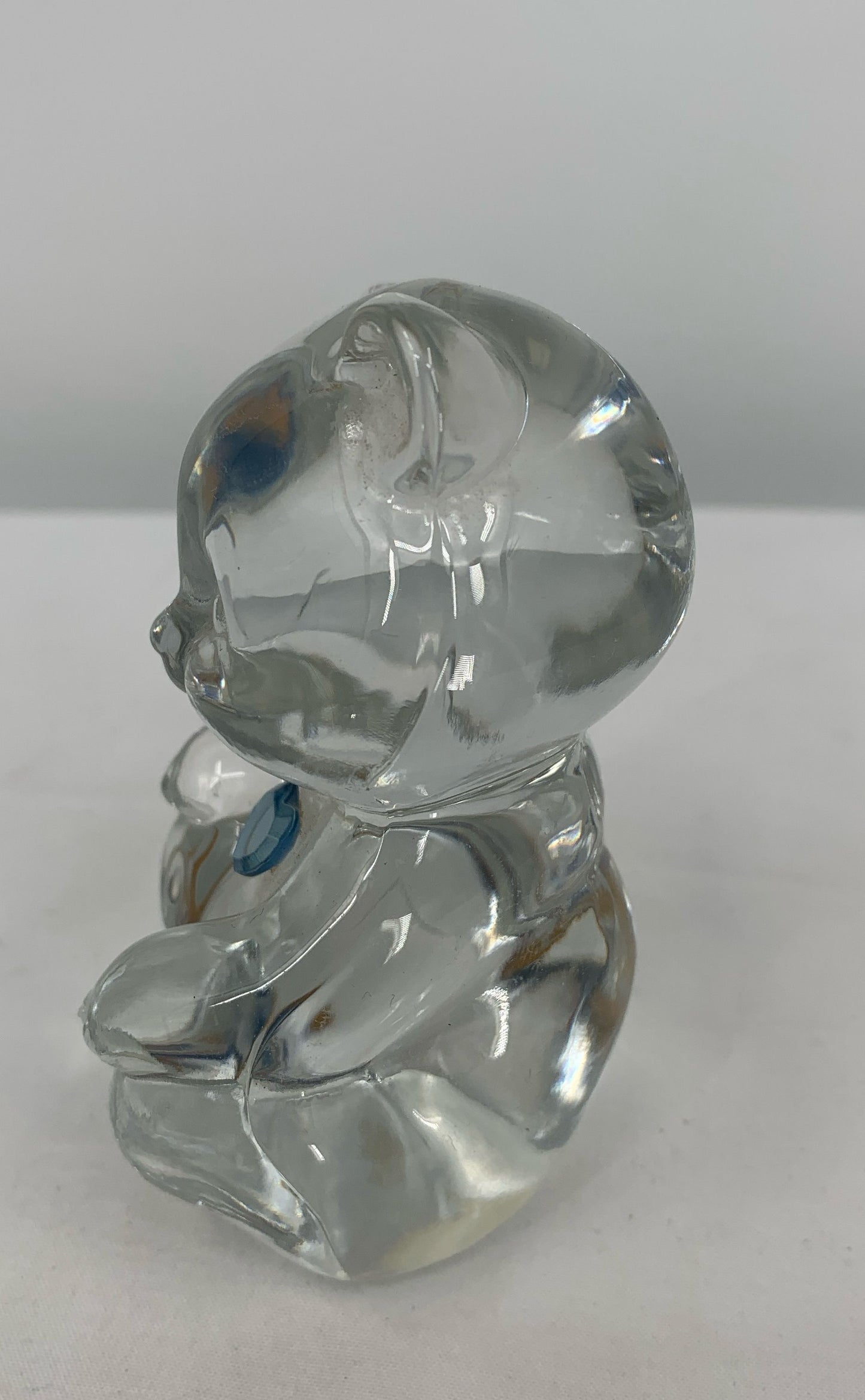 Vintage Fenton Art Glass Bear Figurine W/ Blue September Birthstone Heart 3.5"
