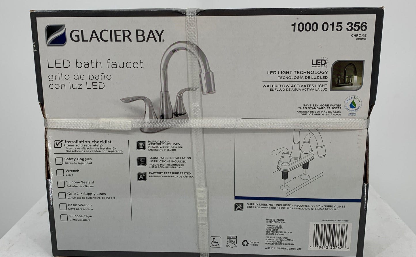 Glacier Bay Chrome Faucet Chrome Bath Faucet With LED Light