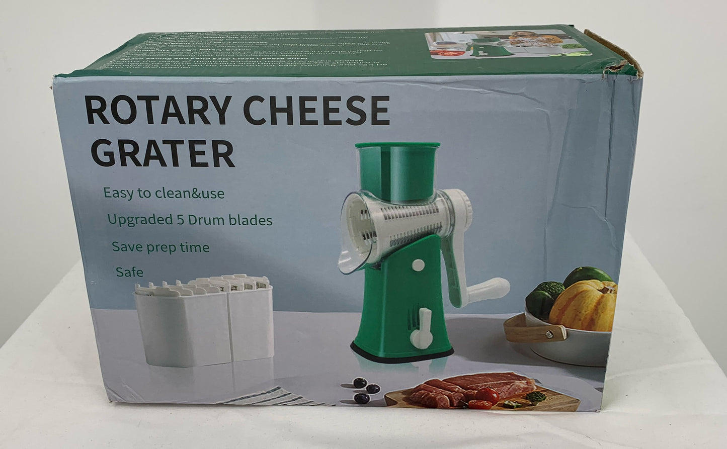 Rotary Cheese Grater And Shredder, Efficient Vegetable Cutter W/ Handle-5-In-1